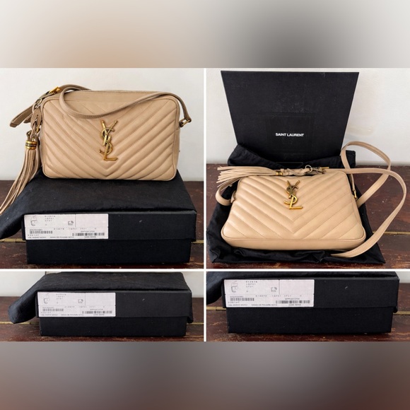 💯 Authentic Saint Laurent Lou Camera Bag Dark Beige 612579 Chevron Quilted YSL - Picture 14 of 14
